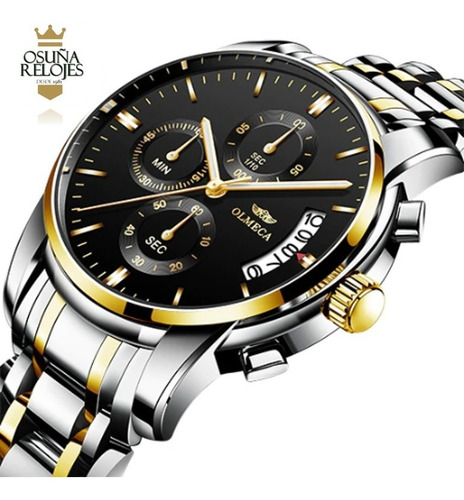 Relógio Masculino Luxo Dourado Prata Pronta Entrega