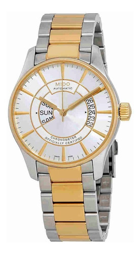 Mido Belluna Dial De Plata Automático Para Hombre De Dos