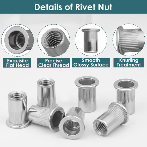 50 Tuercas De Remache M8, Remache Roscado De Acero Inox...