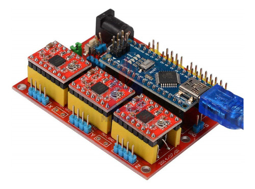 Tarjeta Cnc Shield V4 Con Arduino Nano +3 Driver A4988 +cabl