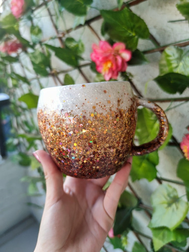 Imagen 3 de 3 de Tazón Glitter Tricolor Café 380ml