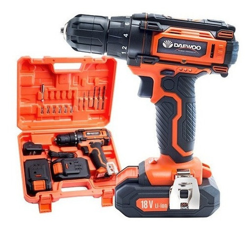 Imagen 1 de 10 de Taladro Atornillador Daewoo Inalambrico 18v 2 Baterías Litio