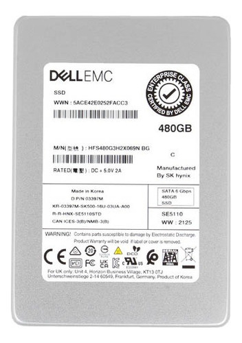 Dell Emc 480gb Se5110 2.5 Enterprise Disco Solid De Servidor