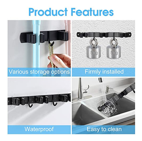 Soporte Para Escoba De Acero Inoxidable Resistente Huryfox,