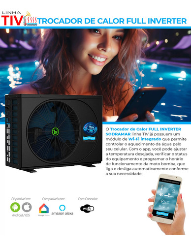 Trocador Calor Inverter Piscinas Até 53000 Litros Sodramar 220V