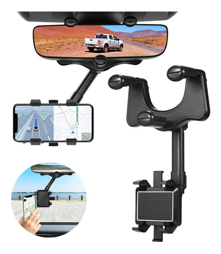 Rear View Mirror Phone Soporte Rotatable And Retractable