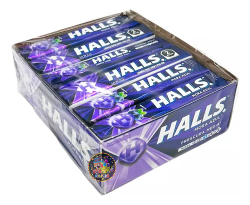 Halls Pastillas Caramelo Macizo Sabor Mora Azul Paquete 12pz