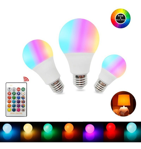 E27 3w Rgb Led Luz Bombilla Color Cambiar Lámpara Mando A Ir