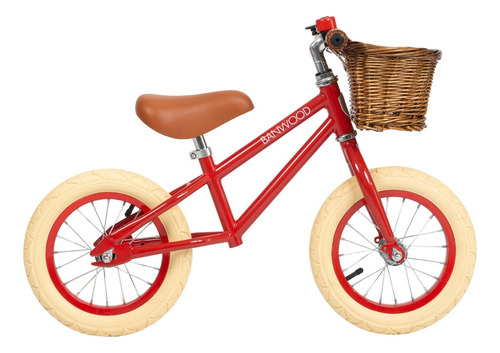Bicicleta Sin Pedales Con Canasto Y Timbre - Marca Banwood Color Rojo