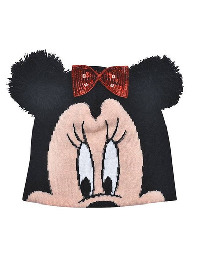 Gorro Gorra Tejido Lana Minnie Mouse Orejitas Moño Rojo