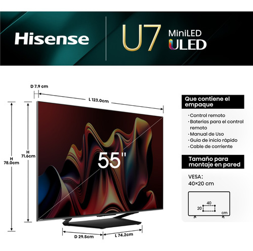 Smart Tv Hisense Uled Miniled 55u7n 144hz Game Mode Pro