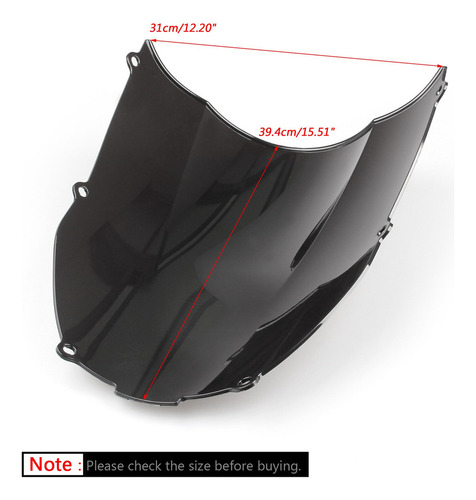 Parabrisas For Kawasaki Zx6r 2000-02 Zzr 600 2005-09 Negro