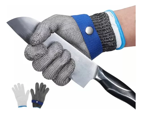 Guantes de chef resistentes a cortes de carnicero, guantes de malla de  acero inoxidable para trabajo de seguridad (tamaño: 1 unidad/S)