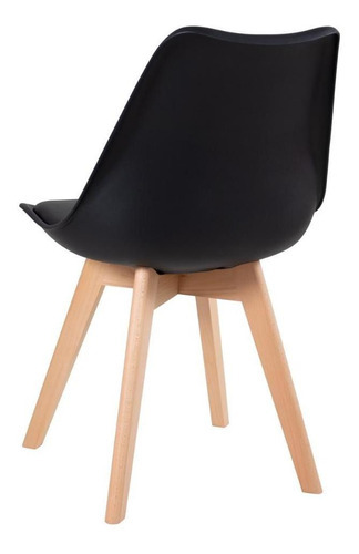 Mesa De Jantar Leda 100 Cm + 3 Cadeiras Estofadas Leda Cor Mesa preto com cadeiras preto