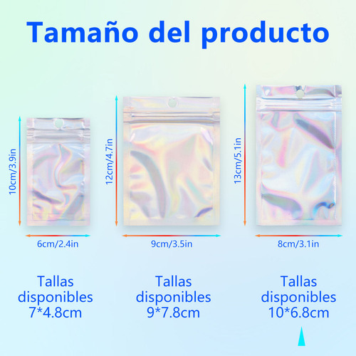 Bolsas Holográficas Tornasol A Prueba De Olores 200pzs,8x13
