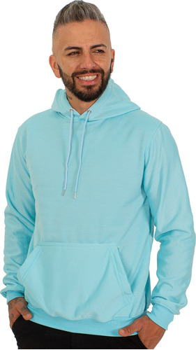 Buzo De Capota Hoodie Aguamarina Algodon Perchado Monaco250g