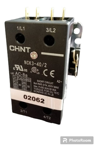 Contactor Para Aire Aco 2x40 24vac Nck3 Chint. 02062 