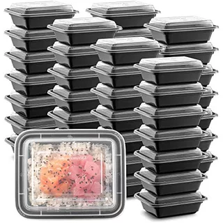 50-pack Tiny Meal Prep Plastic Microwavable Food Contai...