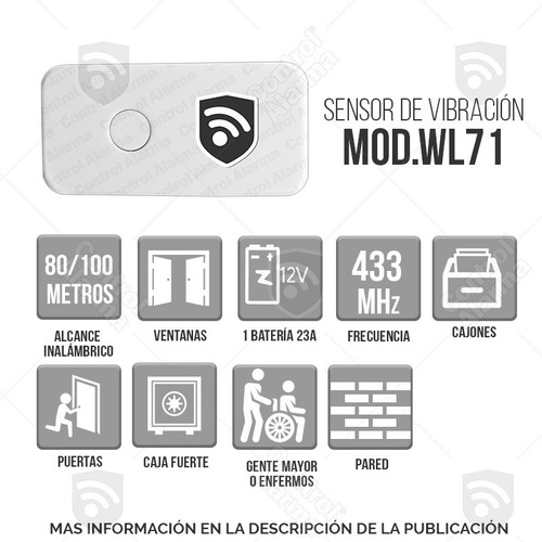 Imagen 2 de 9 de Sensor Vibracion Ventanas Paredes Muro Sistema Alarmas Para Casa Impacto Ruptura De Vidrios Negocio