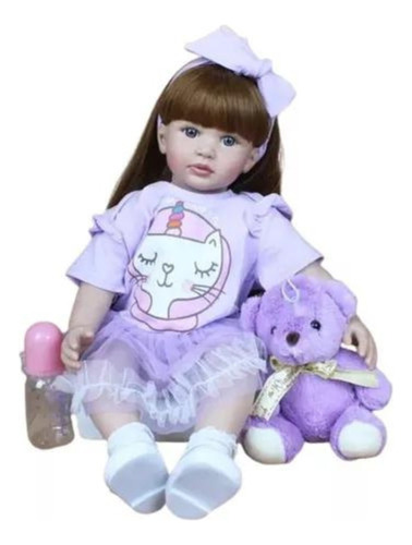 Reborn Doll Muñeca Bebe Real Cabello Largo 50 Cm