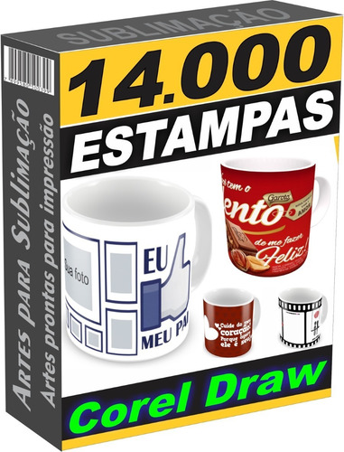 Imagem 1 de 10 de 14.000 Artes P/ Sublimação Caneca Corel Pronta P/ Impressão