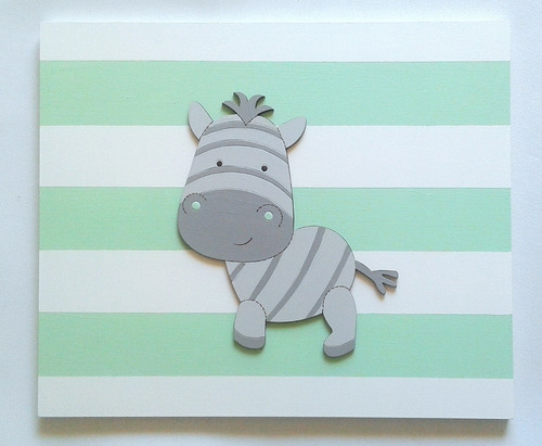 Imagen 4 de 7 de Cuadros Infantiles Fondo A Rayas - Decoración Infantil