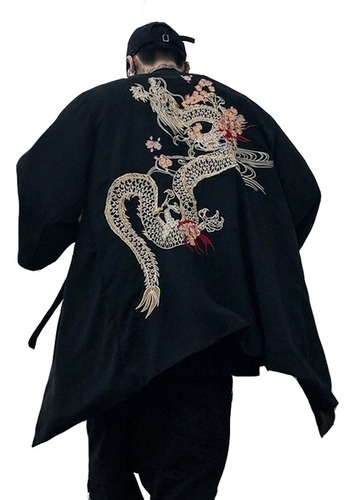 Kimono Cardigan Chino Bordado Dragón Chaqueta Yukata