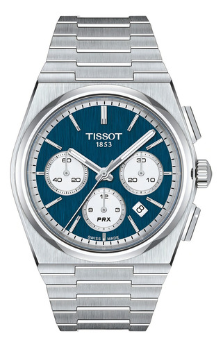 Reloj Hombre Tissot T137.427.11.041.00 Prx Correa Plateado Bisel Plateado Fondo Azul