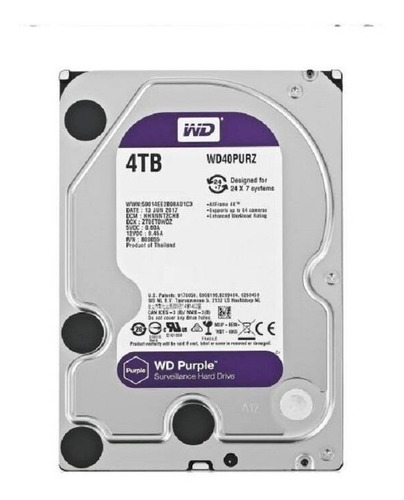 Disco Duro Western Digital Purpura 4tb, Surveillance, Sata