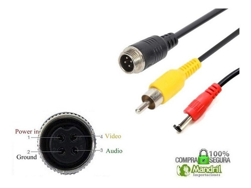 Cable 4 Pines M12 Aviación Video Audio Av Mdvr Cámaras Dvr