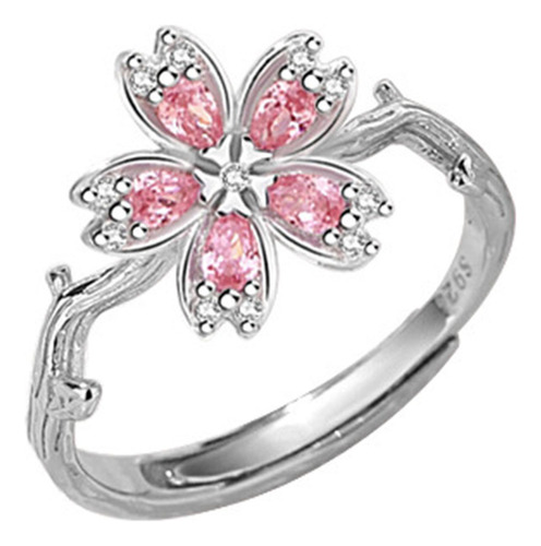 Anillo Plata 925 Flor Cerezo Sakura Ajustable Mujer Regalo