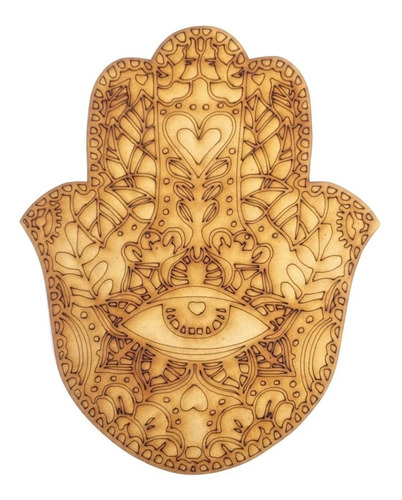 Mano De Fátima Hamsa Mdf Decoración Adorno 15 Cm X 12 Cm