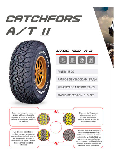Kit 2 Llantas Windforce 215/85r16 Catchfors A/t Ii 115/112r