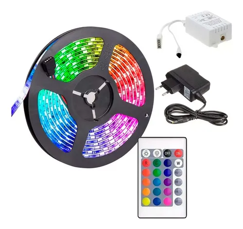 Cinta Tira Led Rgb 5m Con Transformador + Control