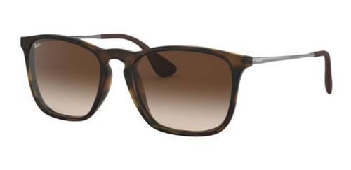 Anteojos de sol Ray-Ban Highstreet Chris Standard con marco de nailon color matte tortoise, lente brown de cristal degradada, varilla tortoise/gunmetal de acero/titanio - RB4187