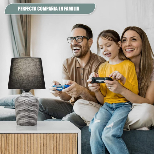 Imagen 6 de 8 de Lampara De Mesita De Noche Decorativa Con Caperuza