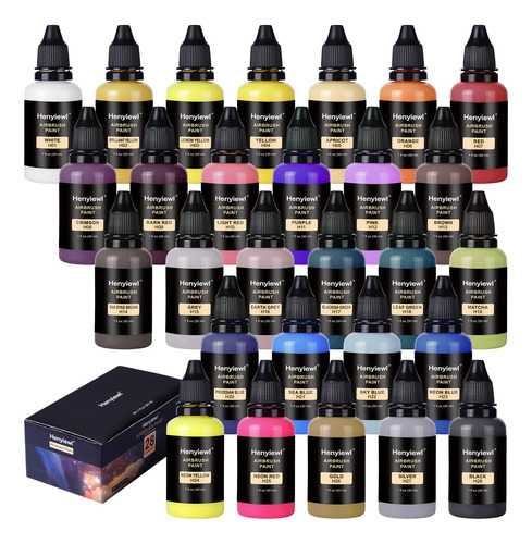 Pintura Para Aerografo Henyiewl Juego 28 Color (30 Ml 1 Oz)