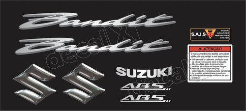 Kit Jogo Emblema Adesivo Suzuki Bandit 600n 2009 Preta N1201