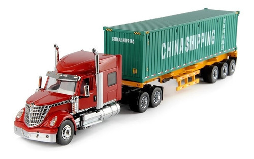 Miniatura Caminhão Lonestar Carreta Container 1:50  Masters Cor Vermelho