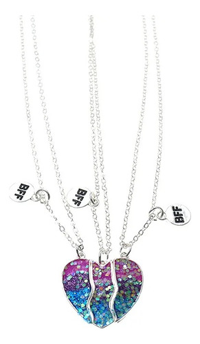 3 Collares De Corazón Fraccionado Best Friends For Ever Bff