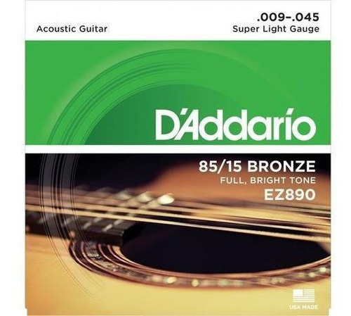 Imagen 1 de 2 de Encordado Para Guitarra Acústica Daddario Ez890 009-045 Usa