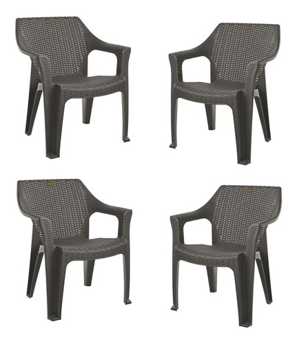 Silla Rattan Jardin Negocio Interior Exterior Set 4 Piezas