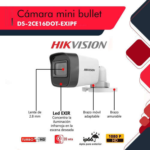 Imagen 3 de 3 de Camara Seguridad Hikvision Full Hd 1080p 16d0t-exipf Ext 2.8