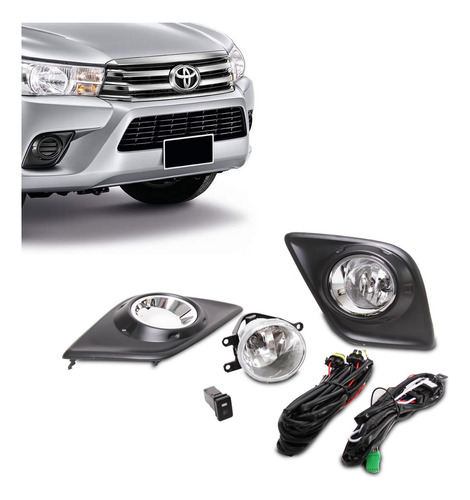 Kit Faros Niebla Hilux 16 2017 2018 2019 Aro Cromado Toyota