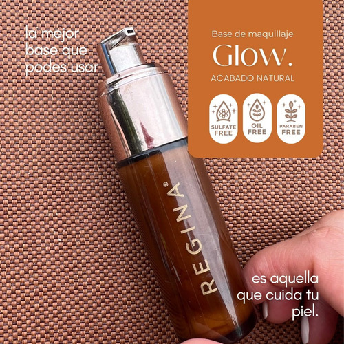 Imagen 8 de 8 de Base De Maquillaje Glow Natural Regina Oil-free Vitamina E