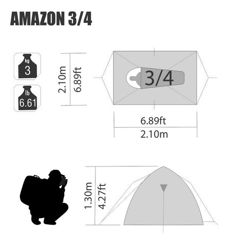 Imagem 5 de 5 de Barraca De Camping Amazon 4 Pessoas 1200mm Camuflada Nautika