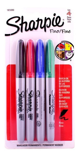 Marcador Sharpie Permantene  Set X4 Punta Fina Pack 10 Und