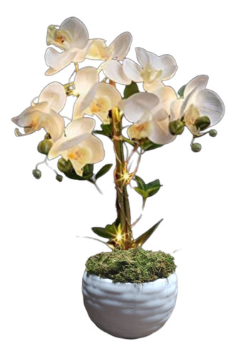 Arreglo De Orquídeas Artificiales De Tacto Natural Y Luz Led