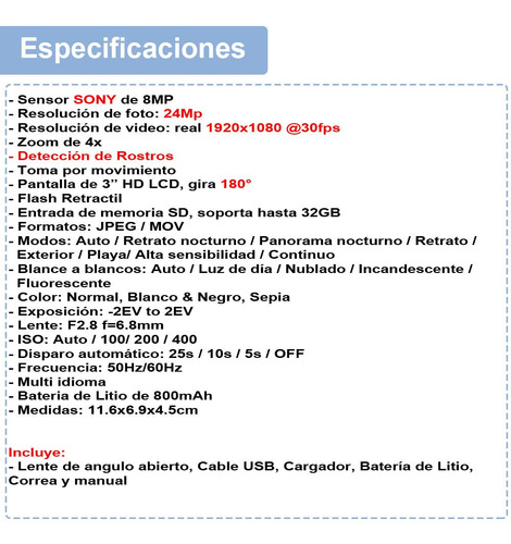 Imagen 5 de 5 de Cámara Digital Dsrl Vak 3500 Lcd 3' 24mp Wifi App Lentes