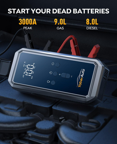 Arrancador Portátil Con Compresor De Aire Y Pantalla Lcd